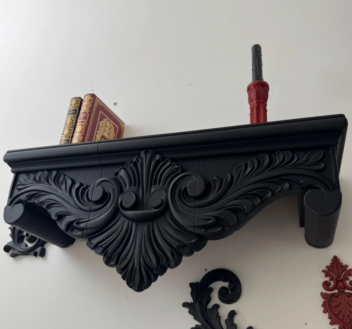 Duża Gotycka Półka Ścienna Wiktoriańska