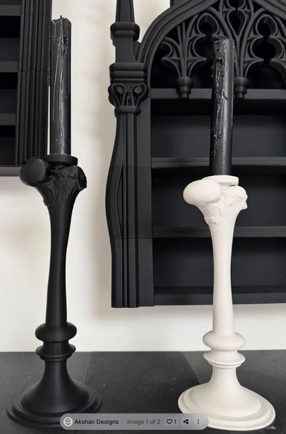 Gotycki Świecznik Kości Czarny Dekoracyjny