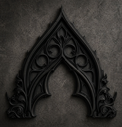 Gotycki ornament ścienny czarny łuk dekoracyjny Gothic