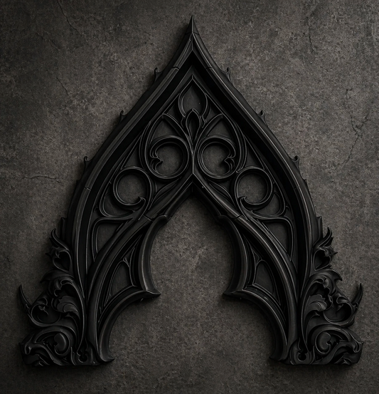 Gotycki ornament ścienny czarny łuk dekoracyjny Gothic