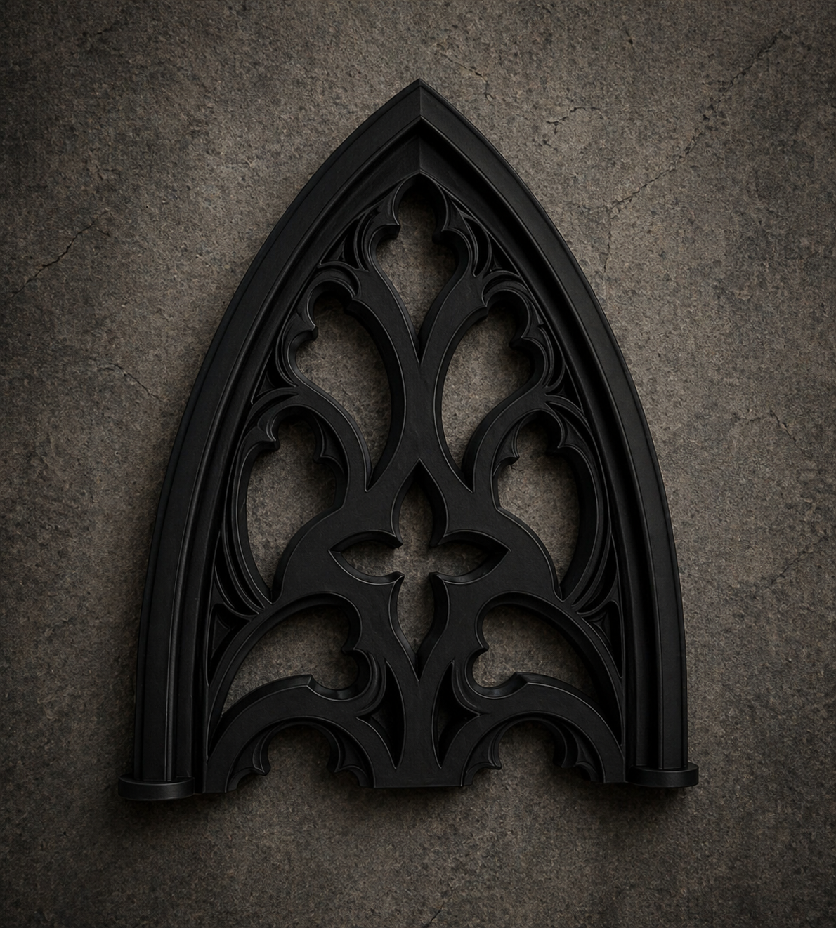 Gotycki panel ścienny czarny ornament arch dekoracyjny