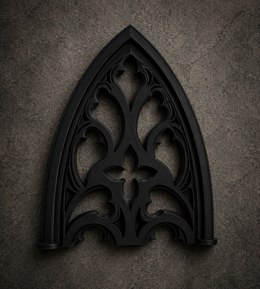 Gotycki panel ścienny czarny ornament arch dekoracyjny