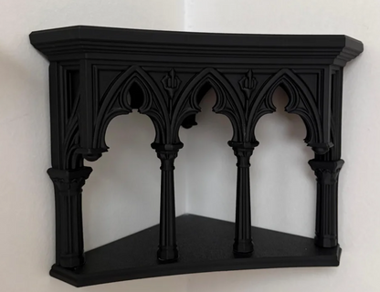 Półka narożna gotycka czarna ornament architektura